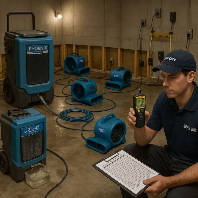 Structural Drying and Dehumidification process in Mellwood, MD